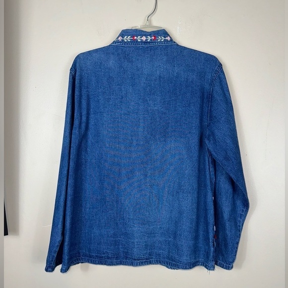 Nectar large 20-1/2 p2p length 25-1/2 vintage denim embroidered preowned - Picture 2 of 5